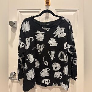 Moyuru Top Medium Japan Black and white Patterned Top